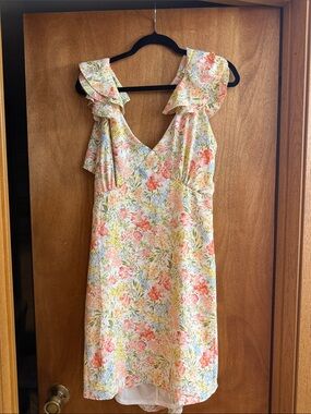 Altar'd State Coral, Yellow & Green Floral Sundress